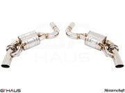 Premium exhaust system for Mercedes-Benz C217 S-Class Coupe S65 featuring polished stainless steel construction and precision design.