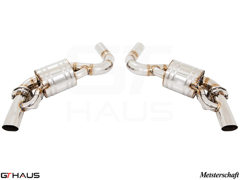 Premium exhaust system for Mercedes-Benz C217 S-Class Coupe S65 featuring polished stainless steel construction and precision design.