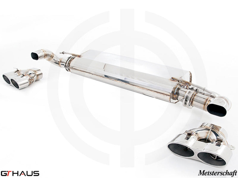 Premium exhaust system for Mercedes-Benz GLE450/43 AMG, featuring polished stainless steel and dual tips for enhanced performance.