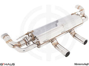 Premium performance exhaust system for Mercedes-Benz GLE63s AMG, featuring polished stainless steel and dual tips.
