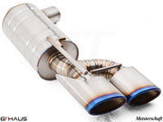 Premium Meisterschaft exhaust system for Mercedes-Benz R230 SL-Class SL55 AMG, featuring stainless steel construction and dual tips.