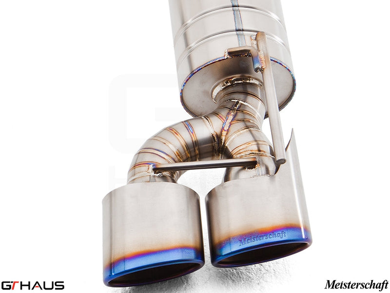 Premium exhaust system for Mercedes-Benz R230 SL600 V12 Bi-turbo, showcasing high-quality stainless steel craftsmanship.