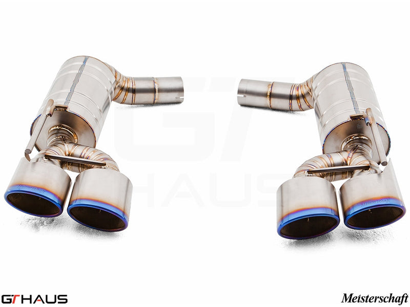 Premium stainless steel exhaust system for Mercedes-Benz R230 SL63 AMG V8, featuring quad tips and advanced design.