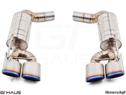 Premium exhaust system for Mercedes-Benz R230 SL65 AMG V12 Bi-turbo, featuring stainless steel construction and dual tips.
