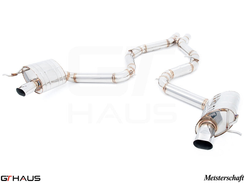 Premium exhaust system for Mercedes-Benz R231 SL65 AMG, featuring stainless steel construction and dual tips.