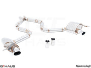 Premium stainless steel exhaust system for 2013+ Mercedes-Benz R231 SL65 AMG, featuring Meisterschaft craftsmanship.