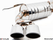 Premium exhaust system for Mercedes-Benz W164 ML63 AMG, featuring polished stainless steel and dual tips for enhanced performance.