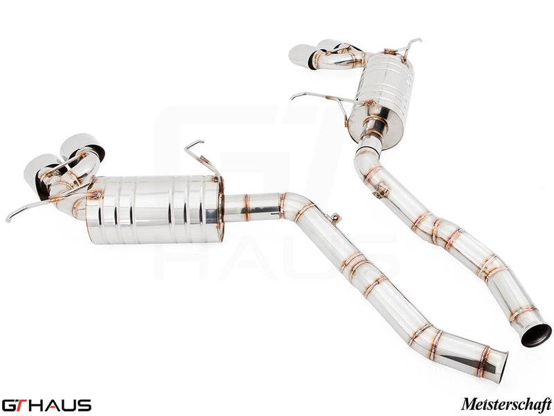 Premium stainless steel exhaust system for Mercedes-Benz W164 ML63 AMG, enhancing performance and sound.