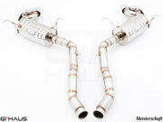 Premium Meisterschaft exhaust system for Mercedes-Benz W164 ML63 AMG, featuring polished stainless steel construction and dual tips.