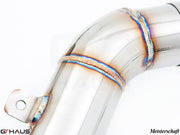 Premium stainless steel exhaust pipe for Mercedes-Benz W164 ML63 AMG, showcasing precision welds and craftsmanship.