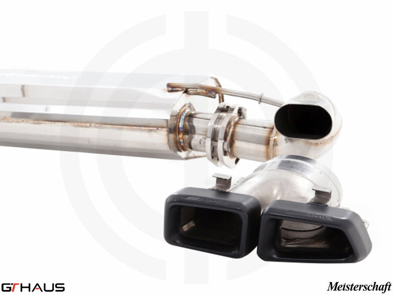 Premium exhaust system for Mercedes-Benz W166 GLE-Class, featuring stainless steel construction and AMG tips.