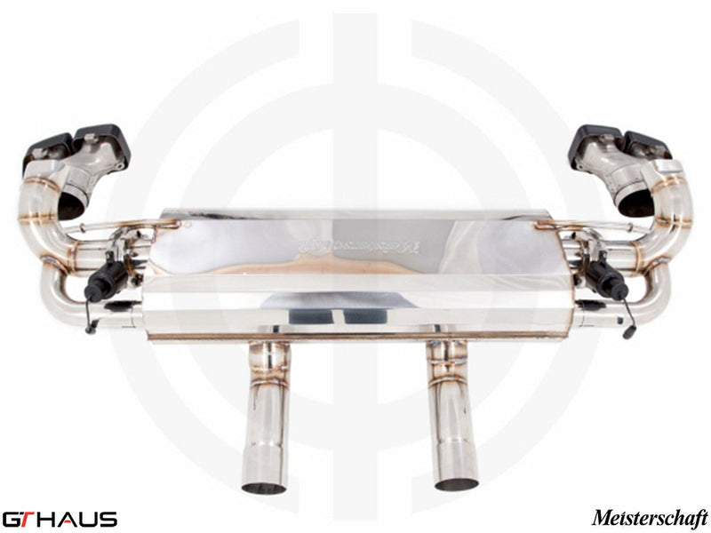 Premium exhaust system for Mercedes-Benz W166 ML63 AMG, featuring dual tips and electronic valve control for enhanced performance.