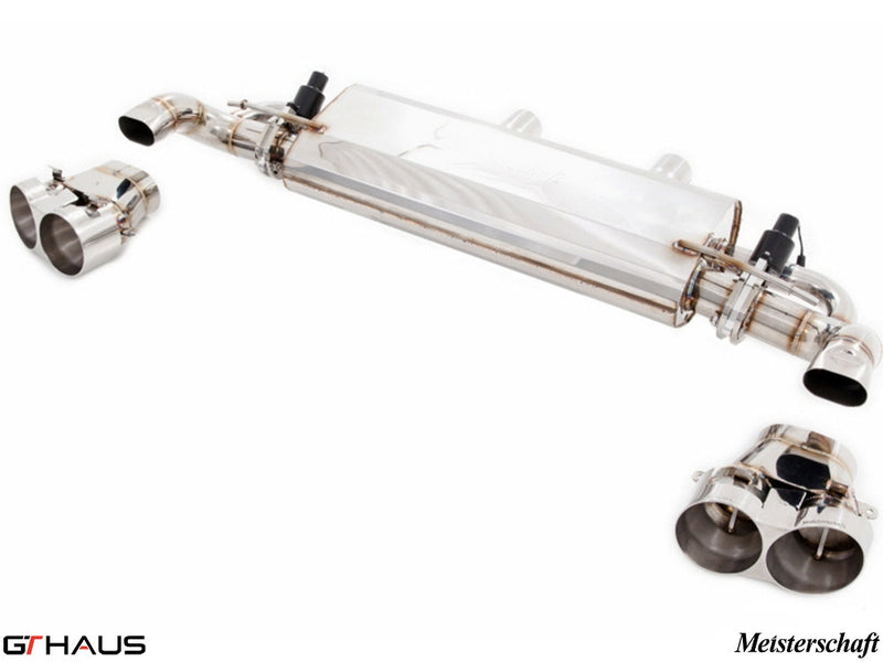 Premium Meisterschaft exhaust system for Mercedes-Benz W167 GLE 63/63S AMG, featuring polished stainless steel and dual tips.