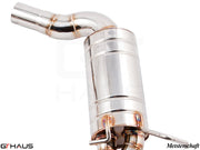 Premium exhaust system for Mercedes-Benz W204 C-Sedan and C204 C-Coupe C63 AMG V8 Black Series, showcasing polished stainless steel design.