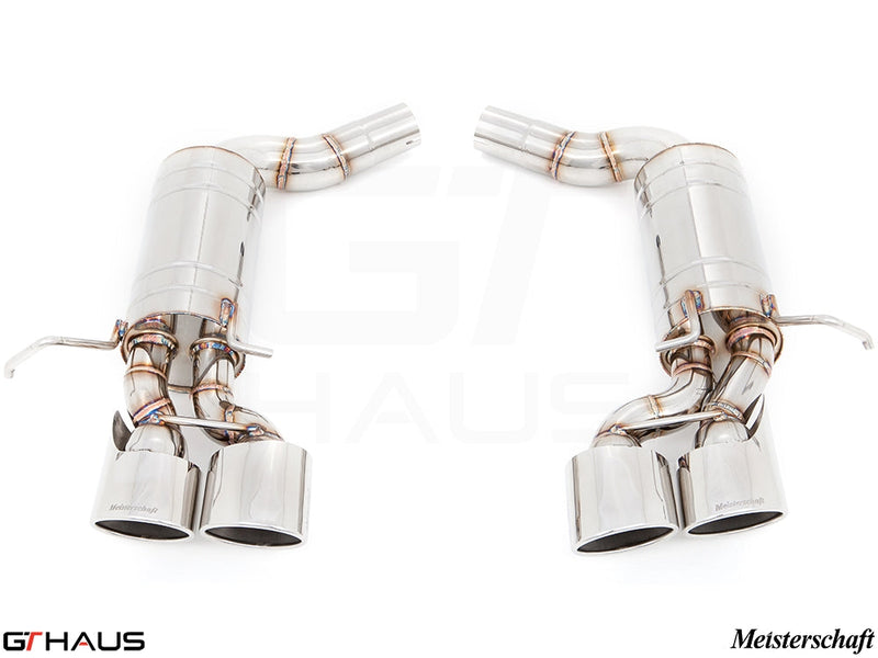 Premium exhaust system for Mercedes-Benz W204 C63 AMG V8 Coupe, featuring stainless steel construction and dual tips.