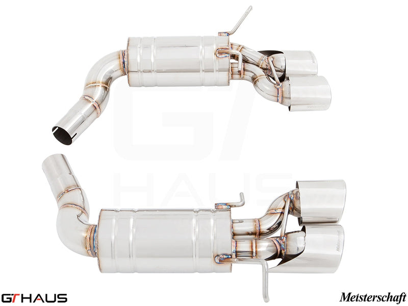Premium exhaust system for Mercedes-Benz W204 C63 AMG V8 Coupe, featuring stainless steel construction and dual tips.