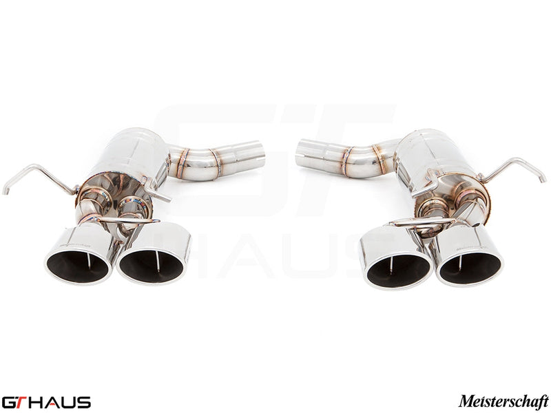 Premium exhaust system for Mercedes-Benz W204 C63 AMG, featuring dual tips and high-quality stainless steel construction.