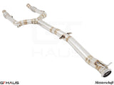 Cat-back LSR pipe for Mercedes-Benz W205 C-Sedan 2015-2021, featuring high-quality stainless steel construction.