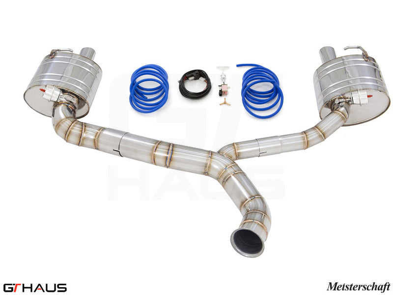 Premium exhaust system for Mercedes-Benz W205 C-Sedan C400/450/43 AMG, featuring stainless steel construction and valve control.