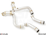 Mercedes-Benz W205 C-Sedan 2015-2021 primary and secondary combo down pipes with OBD2 and 400 CEL sport cats.