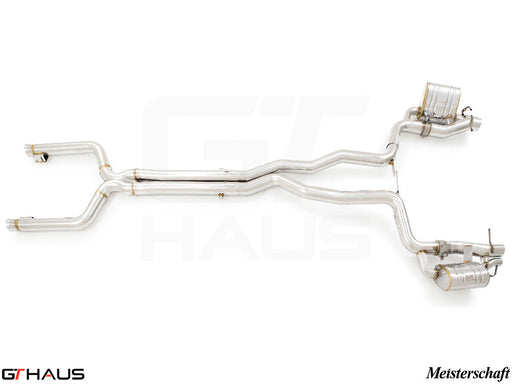 Premium performance exhaust system for Mercedes-Benz W205 C63 V8 4.0 Bi-turbo, featuring stainless steel construction.