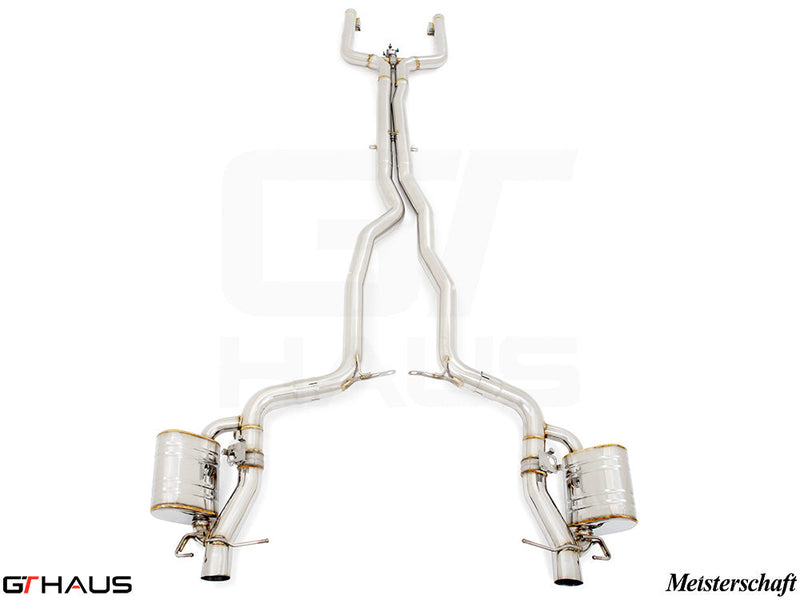 Premium performance exhaust system for Mercedes-Benz W205 C-Sedan C63s V8 4.0 Bi-turbo, featuring stainless steel construction.