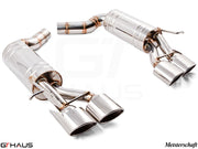 Premium exhaust system for Mercedes-Benz W211 E-Class E320/E350 V6 models, featuring dual tips and stainless steel construction.