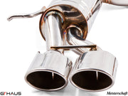 Premium stainless steel exhaust system for Mercedes-Benz W211 E-Class E320/E350 V6 models, featuring dual tips.
