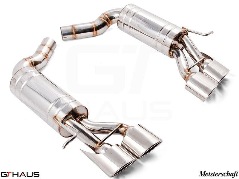 Premium stainless steel exhaust system for Mercedes-Benz W211 E-Class E500/E550 V8 models, enhancing performance and sound.