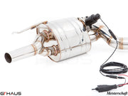 Premium stainless steel exhaust system for Mercedes-Benz W212 E-Class E550 V8 models, featuring electronic valve control.