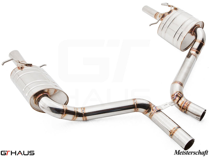 Premium stainless steel exhaust system for Mercedes-Benz W212 E-Class E550 V8 models, enhancing performance and sound.