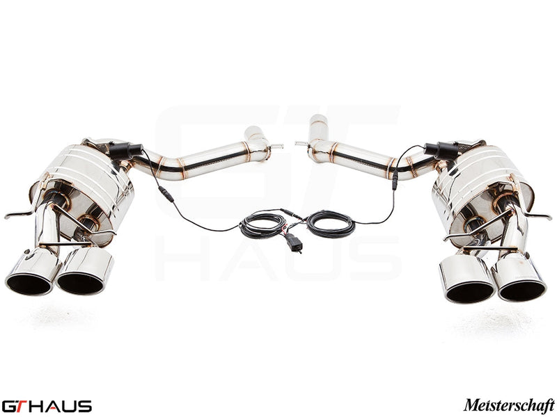 Premium exhaust system for Mercedes-Benz W212 E-Class E63 AMG V8, featuring stainless steel construction and electronic valve control.