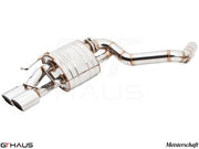 Premium performance exhaust system for Mercedes-Benz W212 E-Class E63 AMG V8, featuring polished stainless steel and dual tips.