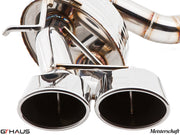 Premium stainless steel exhaust tips for Mercedes-Benz W212 E-Class E63 AMG, showcasing precision craftsmanship and performance.