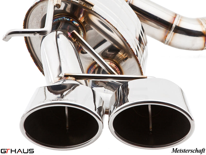 Premium stainless steel exhaust tips for Mercedes-Benz W212 E-Class E63 AMG, showcasing precision craftsmanship and performance.