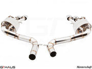 Premium performance exhaust system for Mercedes-Benz W212 E-Class E63 AMG V8, featuring stainless steel construction and dual tips.