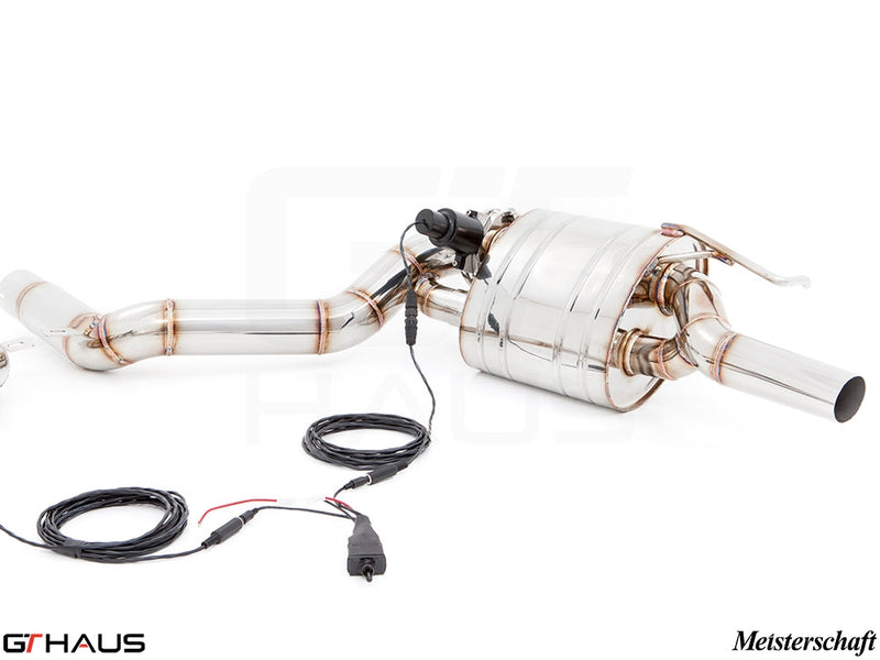 Premium exhaust system for Mercedes-Benz W212 E-Class E63 AMG V8, featuring electronic valve control and stainless steel construction.
