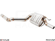 Premium stainless steel exhaust system for 2014+ Mercedes-Benz W212 E63 AMG V8, featuring Meisterschaft craftsmanship.