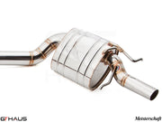 Premium exhaust system for Mercedes-Benz W212 E-Class E63 AMG V8, featuring polished stainless steel construction.