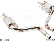 Premium exhaust system for 2014+ Mercedes-Benz W212 E63 AMG V8, featuring stainless steel construction and enhanced performance.