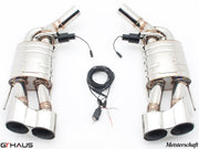 Premium exhaust system for Mercedes-Benz W216 CL-Class Coupe CL550 V8, featuring stainless steel construction and electronic valve control.