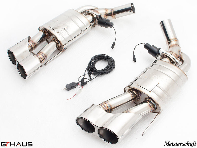 Premium exhaust system for Mercedes-Benz W216 CL-Class Coupe CL550 V8, featuring stainless steel construction and electronic valve control.