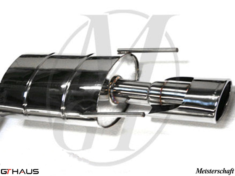 Premium exhaust system for Mercedes-Benz W216 CL-Class Coupe CL550 V8, featuring polished stainless steel design.