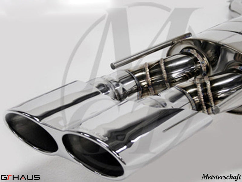 Premium exhaust tips for Mercedes-Benz W216 CL-Class Coupe CL550 V8, showcasing polished stainless steel design.