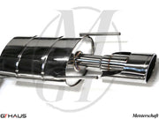 Premium exhaust system for Mercedes-Benz W216 CL-Class Coupe CL550 V8, featuring polished stainless steel construction.