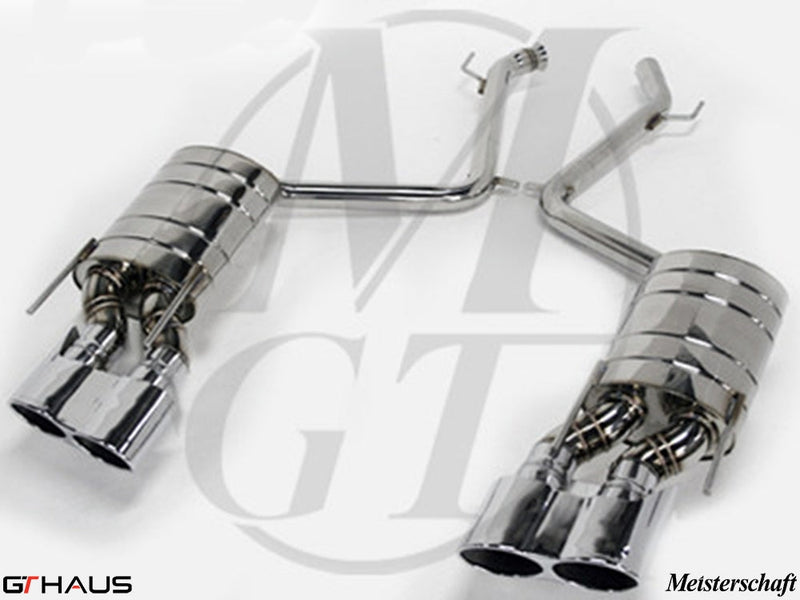 Premium exhaust system for Mercedes-Benz W216 CL-Class Coupe CL550 V8, featuring polished tips and advanced design.