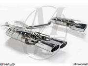 Premium exhaust system for Mercedes-Benz W216 CL-Class Coupe CL600 V12, featuring polished tips and high-performance design.