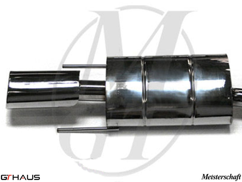 Premium exhaust system for Mercedes-Benz W216 CL-Class Coupe CL600 V12, featuring polished stainless steel construction.