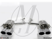 Premium exhaust system for Mercedes-Benz W216 CL-Class Coupe CL600 V12, featuring polished stainless steel and dual tips.