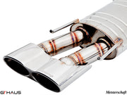 Premium exhaust system for Mercedes-Benz W216 CL-Class Coupe CL63 V8 Bi-turbo, featuring polished dual tips and precision craftsmanship.